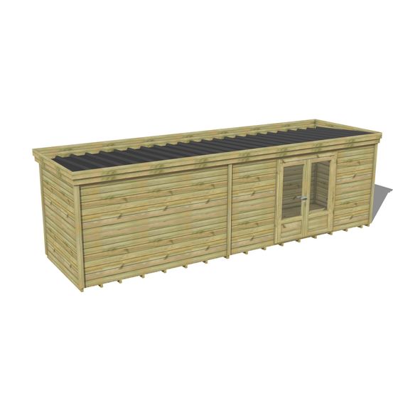Abri de jardin bois pin traité autoclave 27mm - 7,695x2,14m / 16m2 - bac acier - plancher bois