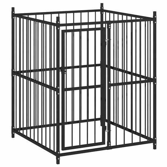 Enclos extérieur pour chien en acier robuste noir 120x120x150 cm