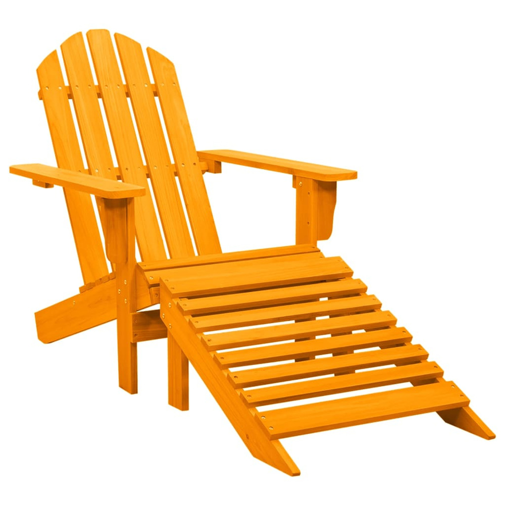 Chaise de jardin adirondack avec pouf bois de sapin orange