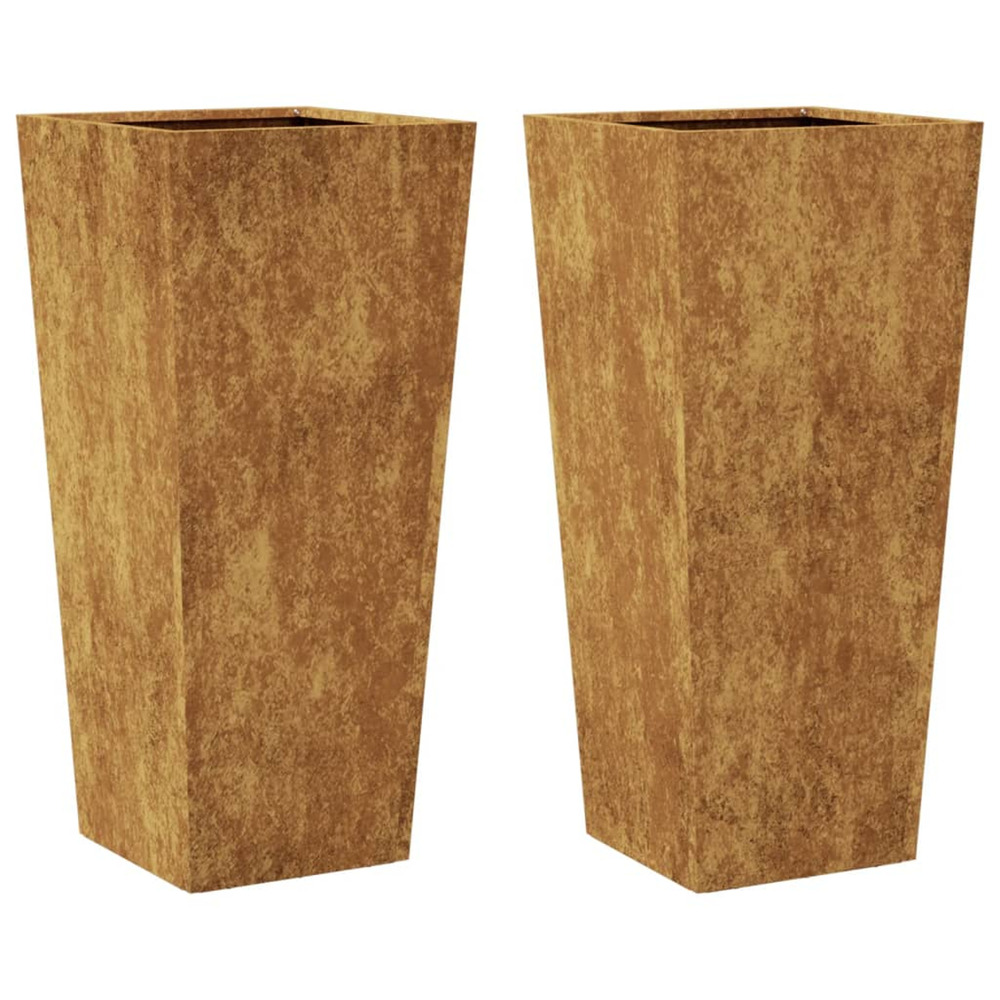 Jardinière d'extérieurs 2 pcs 35x35x75 cm acier résistant aux intempéries