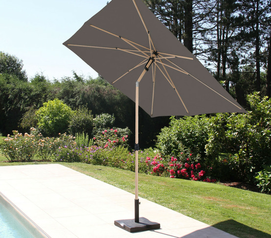 Parasol droit 2,4m - effet bois - gris anthracite - rubis