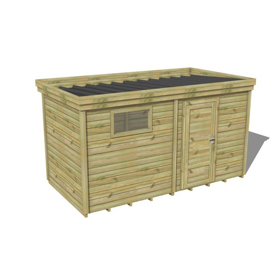 Abri de jardin bois pin traité autoclave 27mm - 4,695x2,14m / 10m2 - bac acier - plancher bois