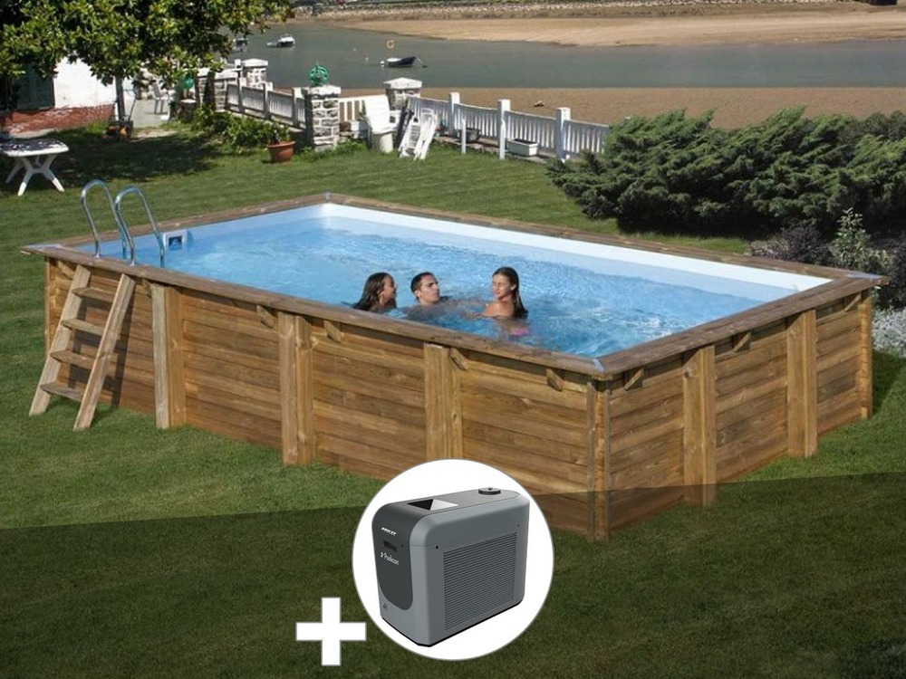 Kit piscine bois evora 6,20 x 4,20 x 1,33 m + poolican