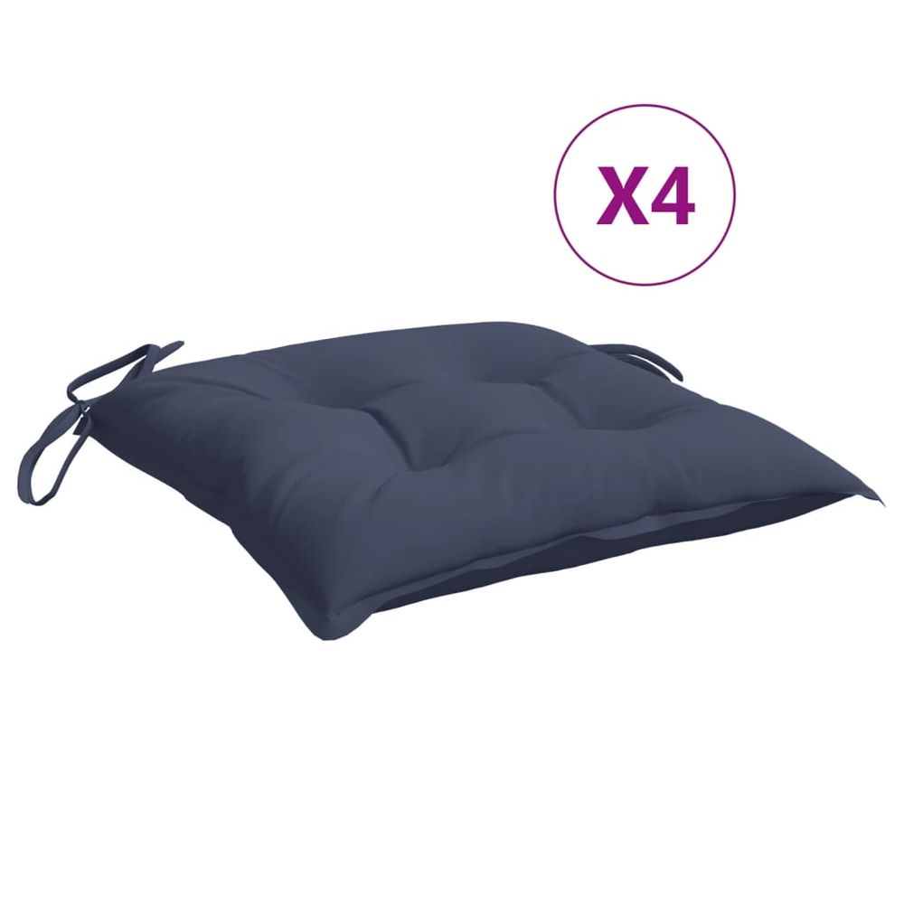 Coussins de chaise lot de 4 bleu marine 50x50x7 cm tissu oxford