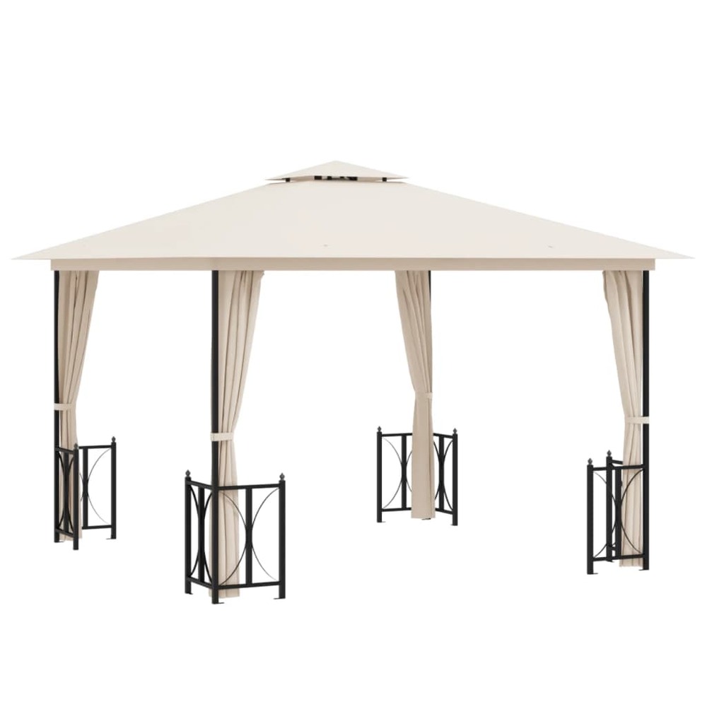 Tonnelle avec parois et toit double 3x3 m crème