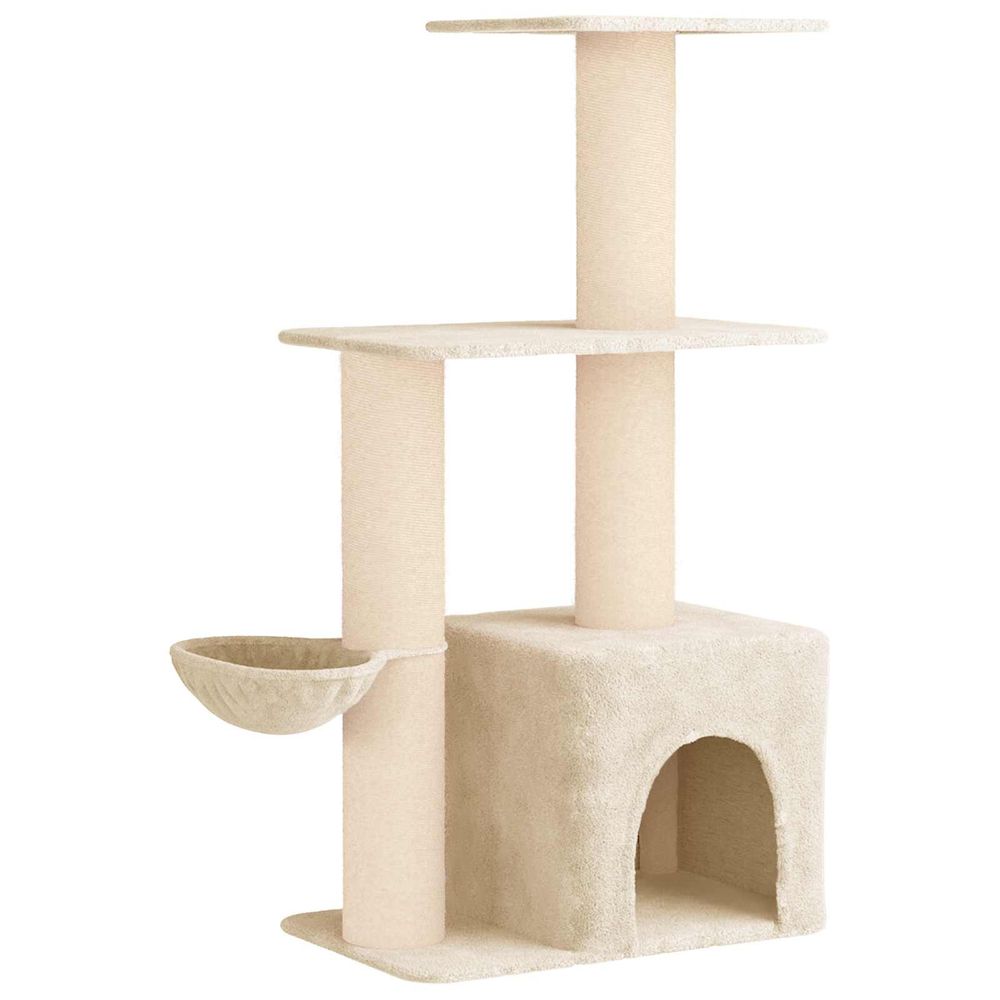 Arbre à chat avec poteaux à griffer en sisal crème 133 cm