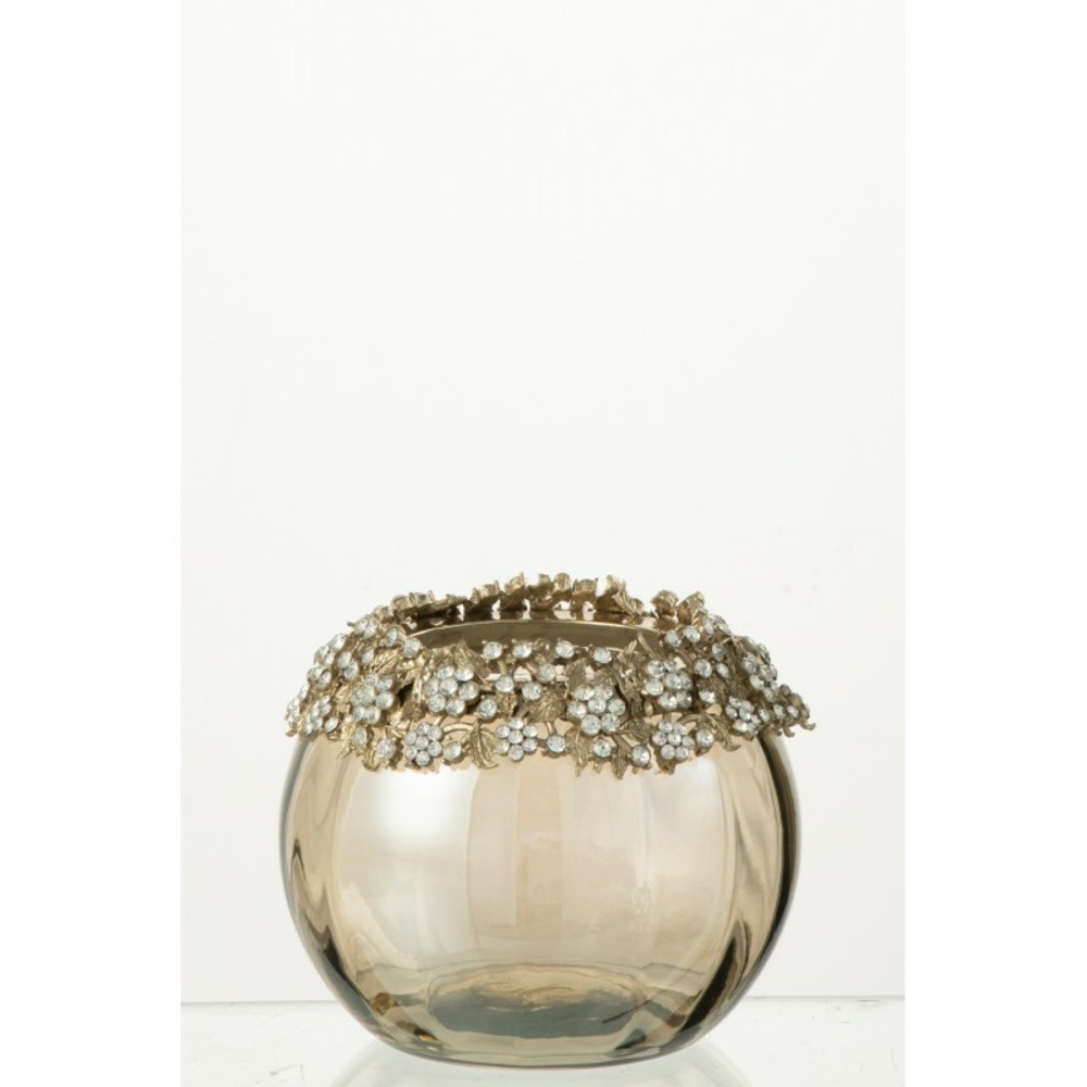 Photophore en verre doré 10x7.6x10 cm