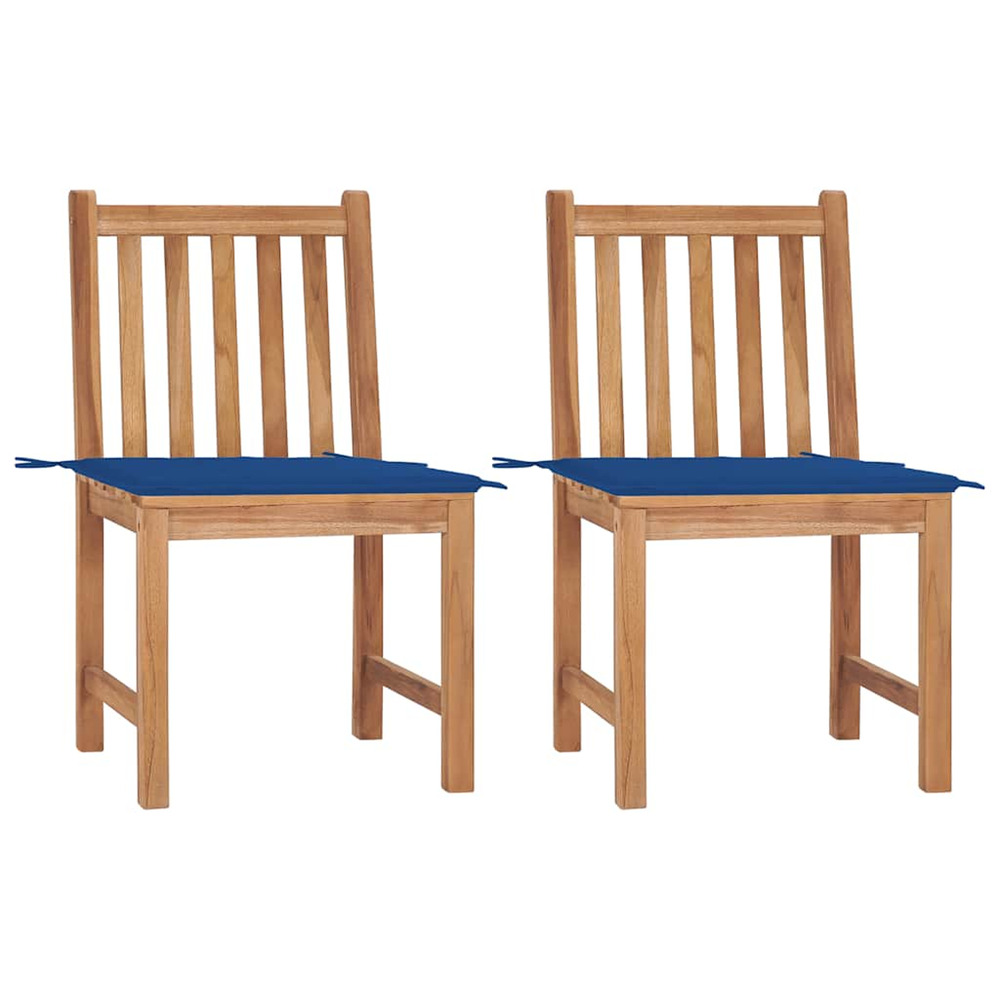 Chaises de jardin lot de 2 avec coussins bois de teck massif