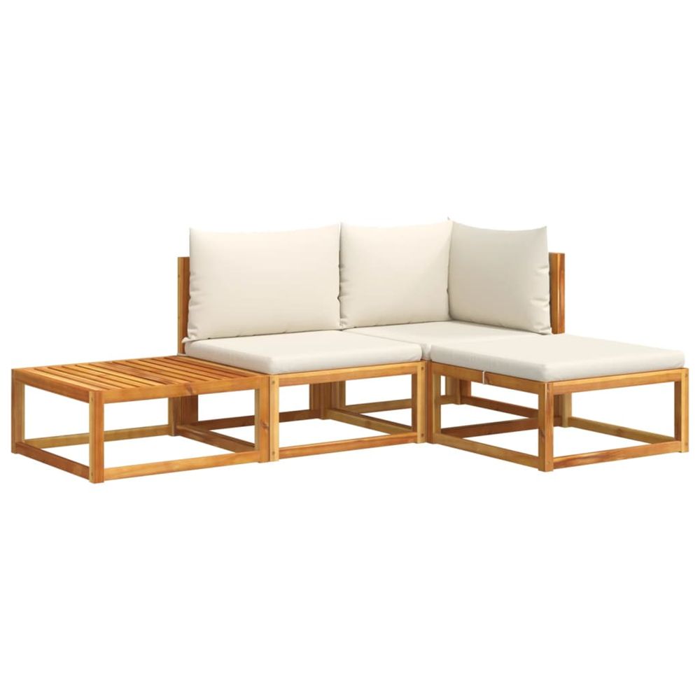 Ensemble de canapés de jardin 4 pièces avec coussins en bois d'acacia et rotin