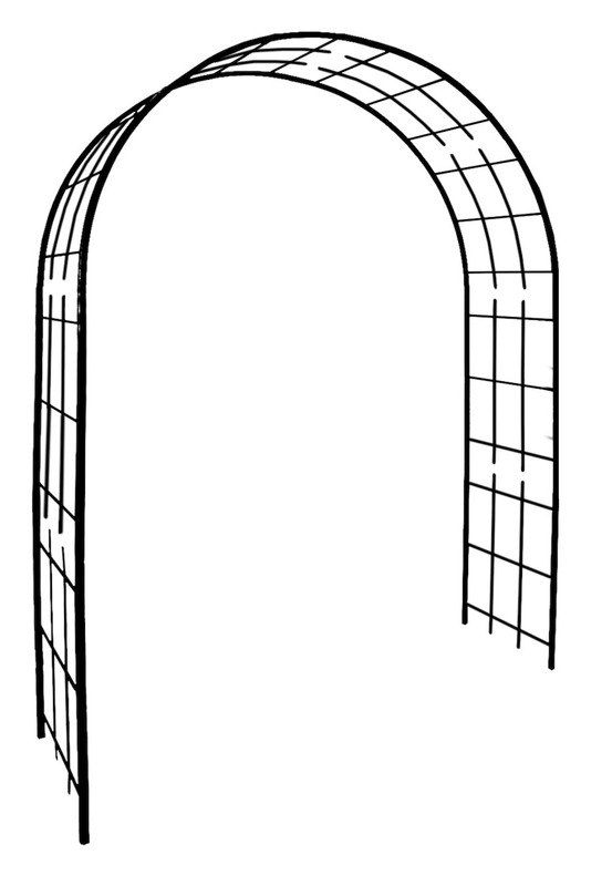 Arche de jardin - modèle treillage - tube avec pieds carré 20cm - 180x50x250cm - noir charbon