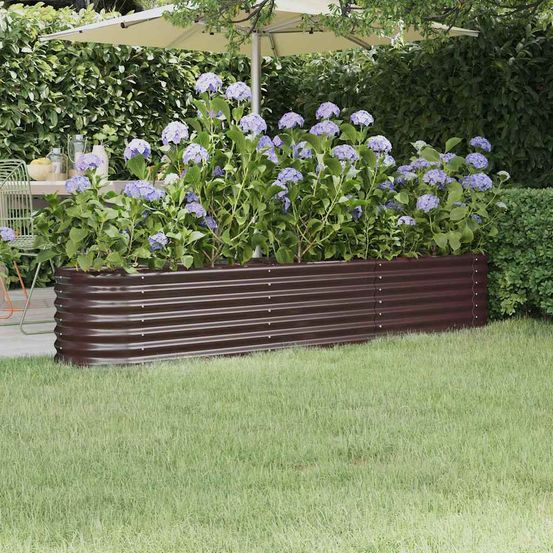 Très grand potager surélevé acier galvanisé ovale marron 224x40x36 cm