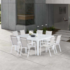 Salon de jardin en aluminium et verre white star table et 8 fauteuils