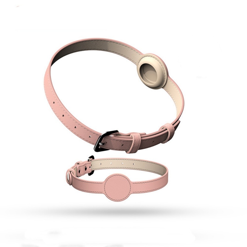 Collier traqueur gps pour chats et chiens - en cuir synthétique rose s