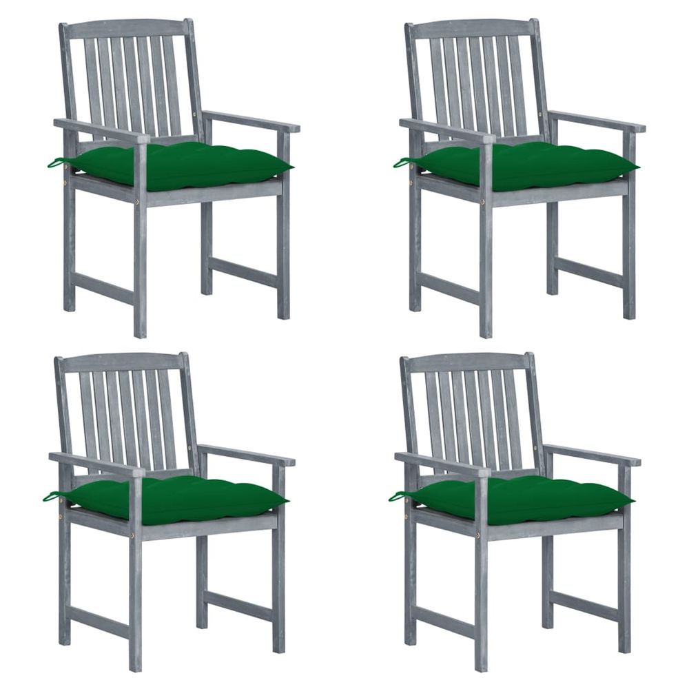Chaises de jardin et coussins lot de 4 gris bois acacia massif