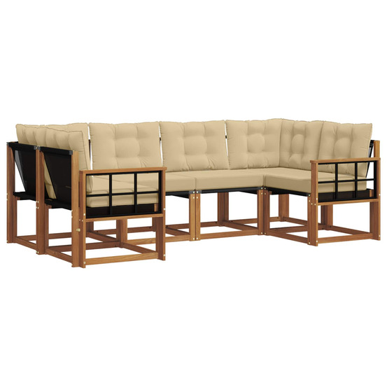 Ensemble de canapés d'extérieur 6 pcs naturel et beige