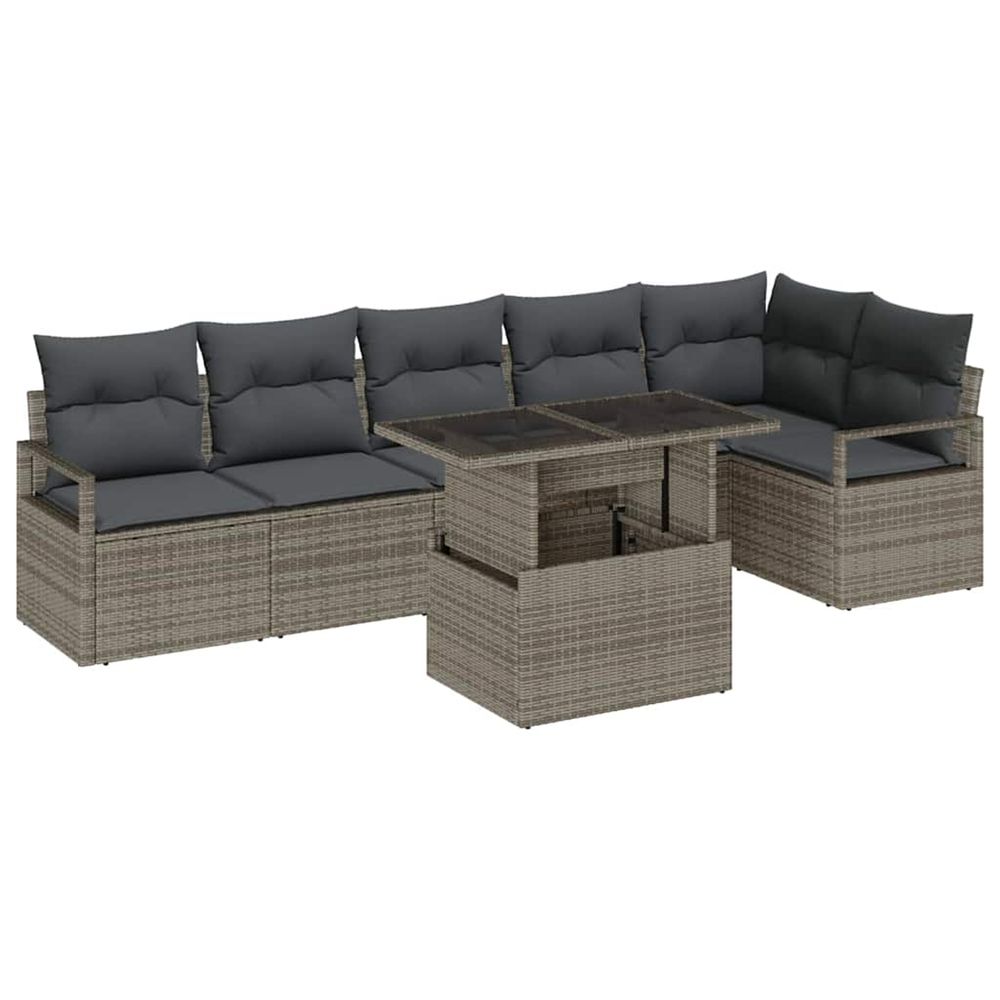 Ensemble de canapé de jardin 7 pc gris polyrotin
