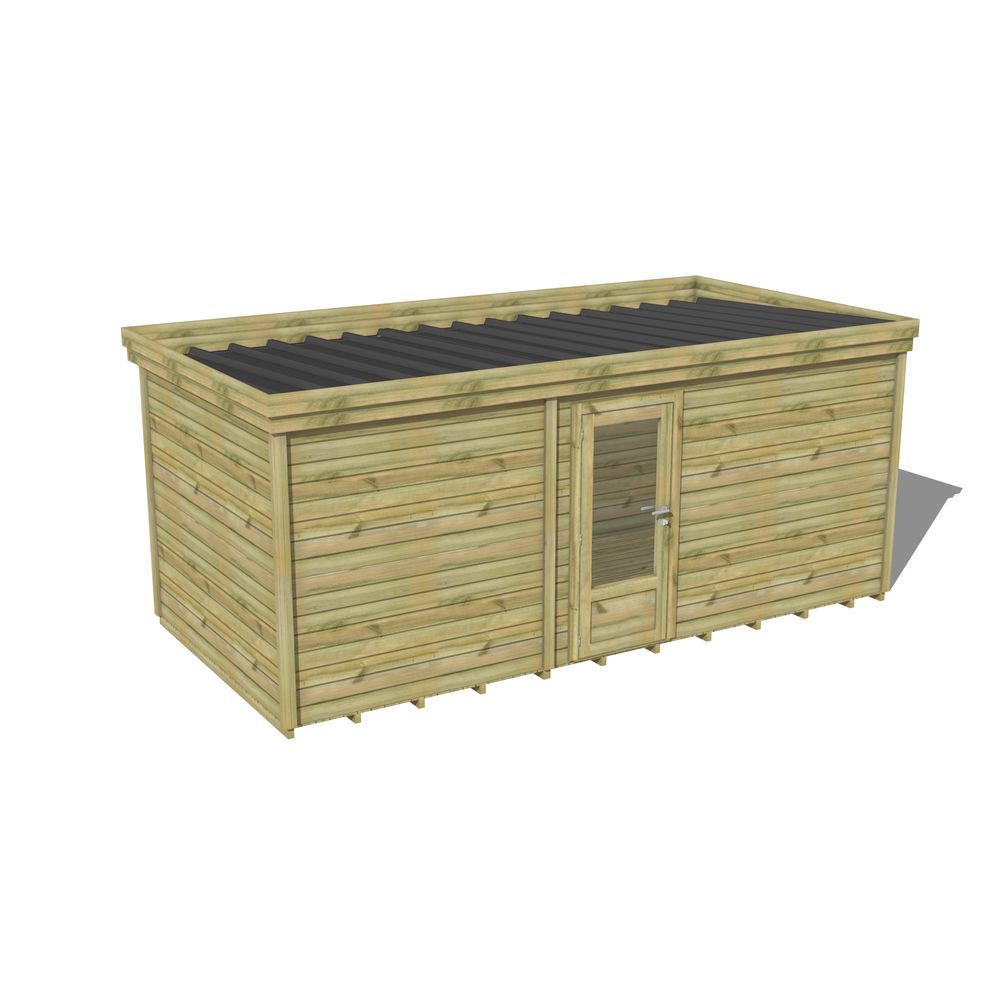 Abri de jardin bois pin traité autoclave 27mm - 5,495x2,64m / 15m2 - bac acier - plancher bois