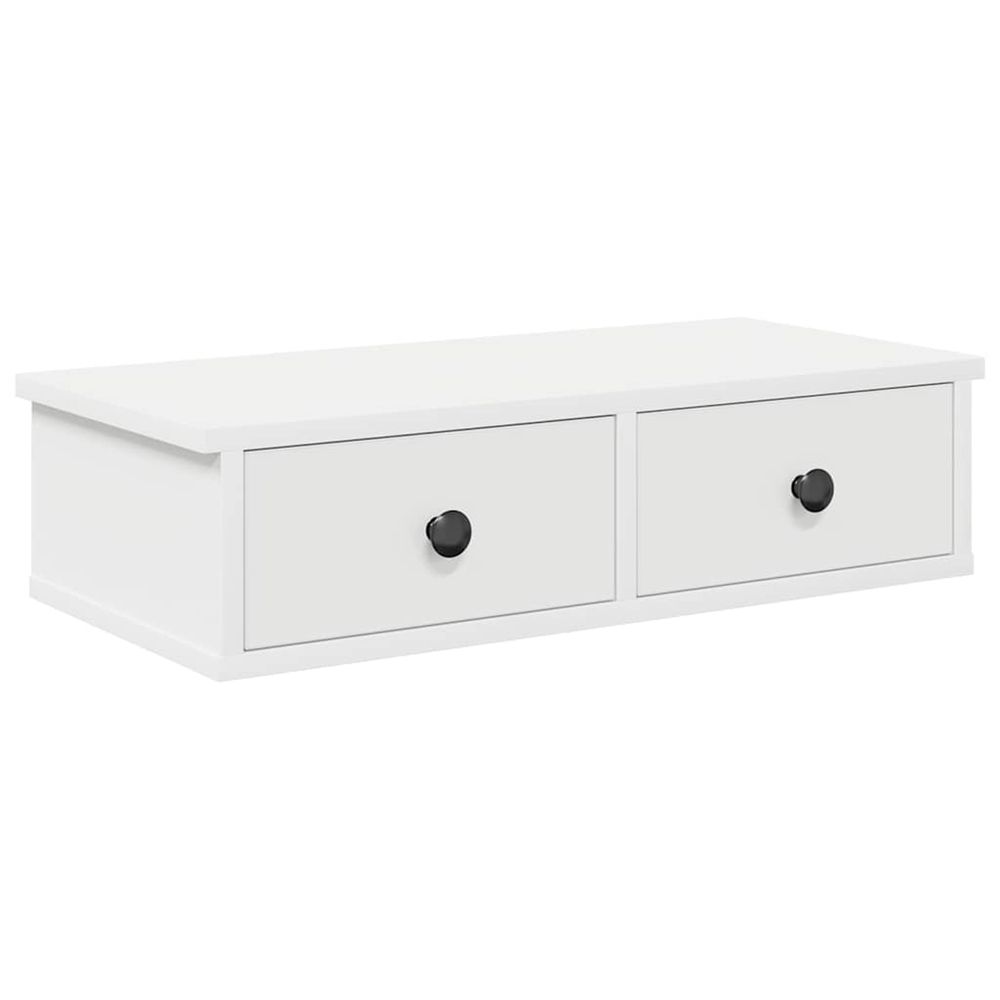 Étagère murale avec tiroirs blanc 60x28x15 cm bois d'ingénierie
