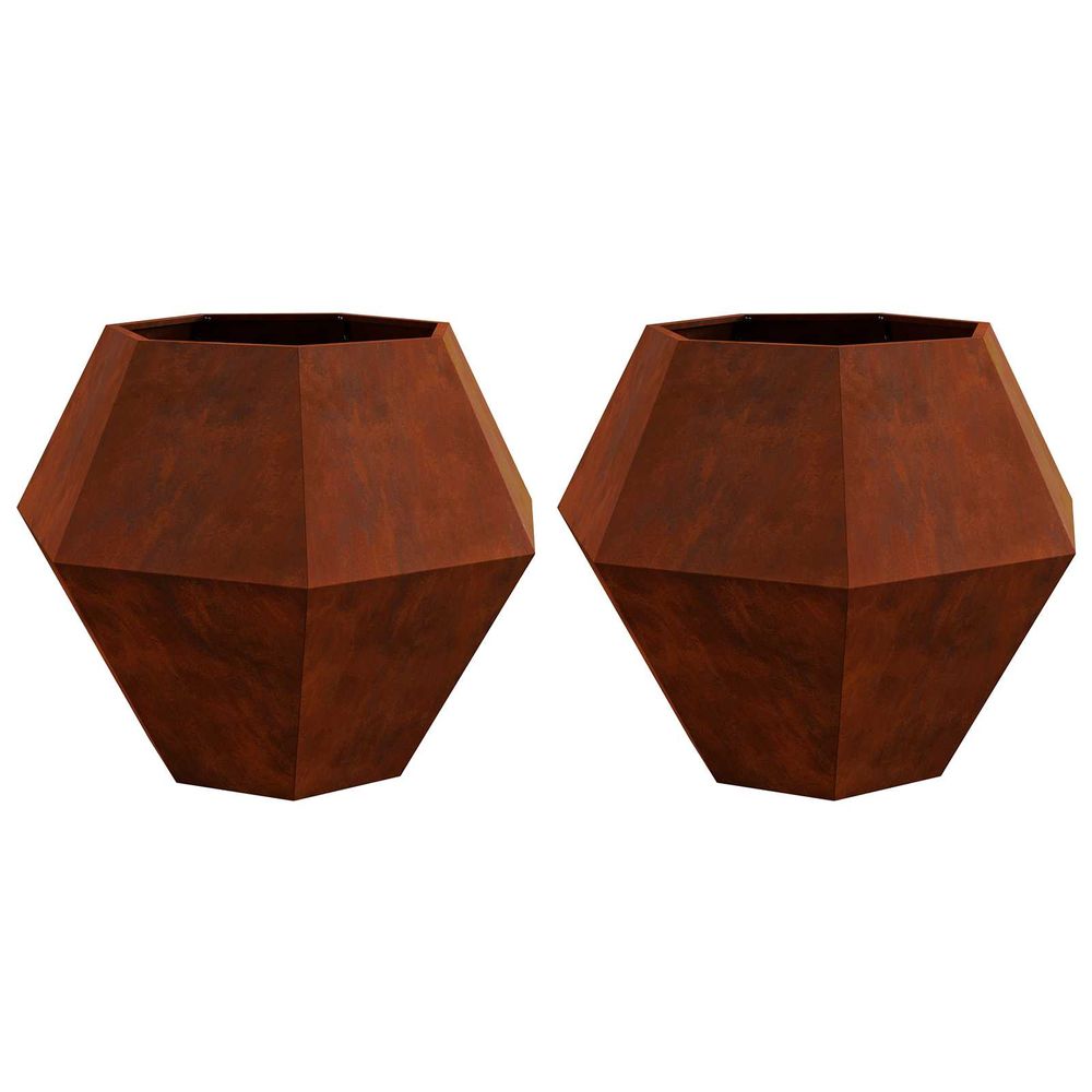 Jardinière 2 pc rouillé 100 x 100 x 80 cm acier patiné