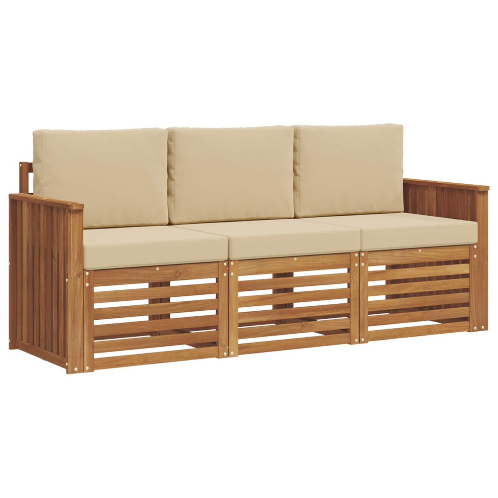 Ensembles de canapés avec coussin 3 pcs naturel et beige