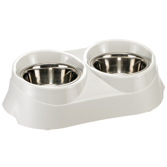 Ferplast support de gamelle pour chien duo feed avec 2 gamelles en acier inoxydable - système de double alimentation, antidérapant