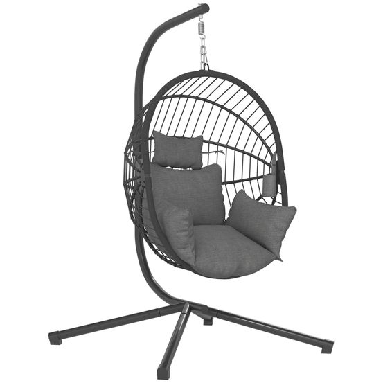 Chaise suspendue d’extérieur chaise suspendue, incluant rembourrage, chaise à œufs, 120 cm x 106 cm x 188 cm, gris