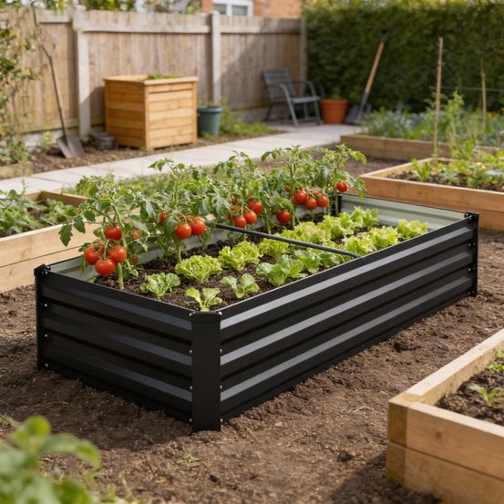 Jardinière rectangulaire acier galvanisé terrasse fond ouvert 150x70x30cm gris