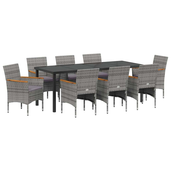 Ensemble de salle à manger pour jardin 9 pcs gris polyrotin