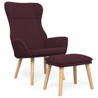 Chaise de relaxation avec repose-pied violet tissu