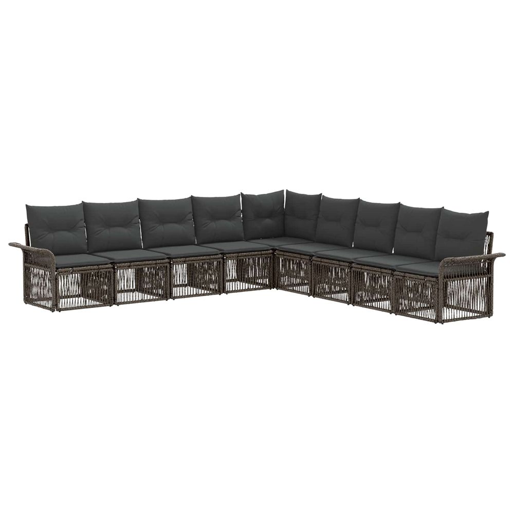Ensemble de canapé de jardin 9 pc gris polyrotin