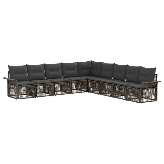 Ensemble de canapé de jardin 9 pc gris polyrotin