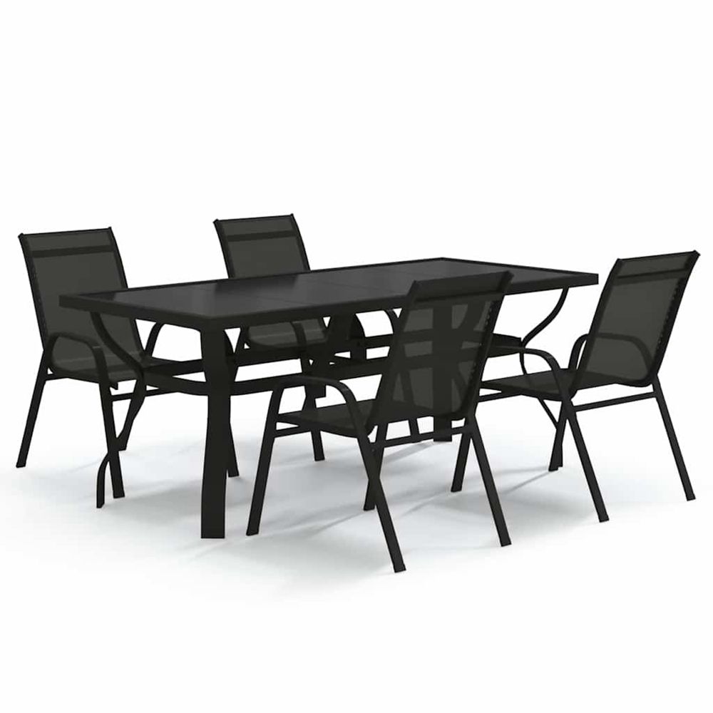 Ensemble à manger de jardin 5 pcs noir