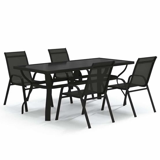 Ensemble à manger de jardin 5 pcs noir