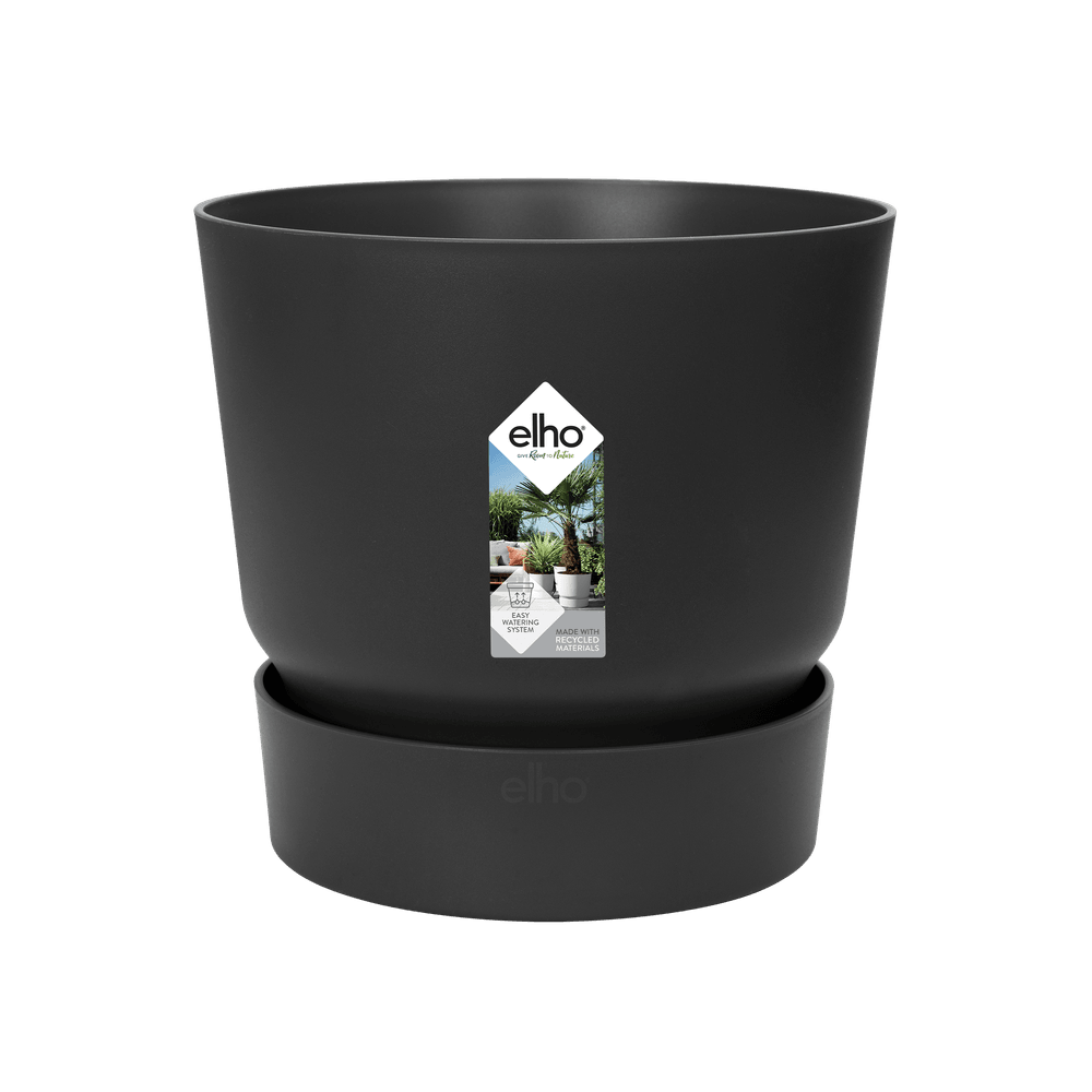Pot de fleurs elho greenville rond noir - d.14cm x h.13cm