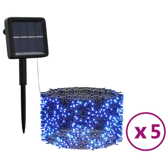 Lampes solaires 5 pcs 5x200 led bleu intérieur extérieur
