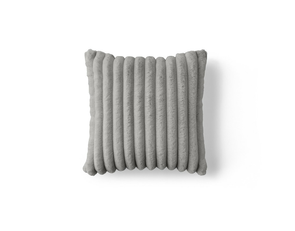 Pampelune - coussin - en fausse fourrure côtelé et velours - 40x40 cm