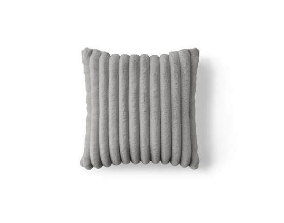 Pampelune - coussin - en fausse fourrure côtelé et velours - 40x40 cm