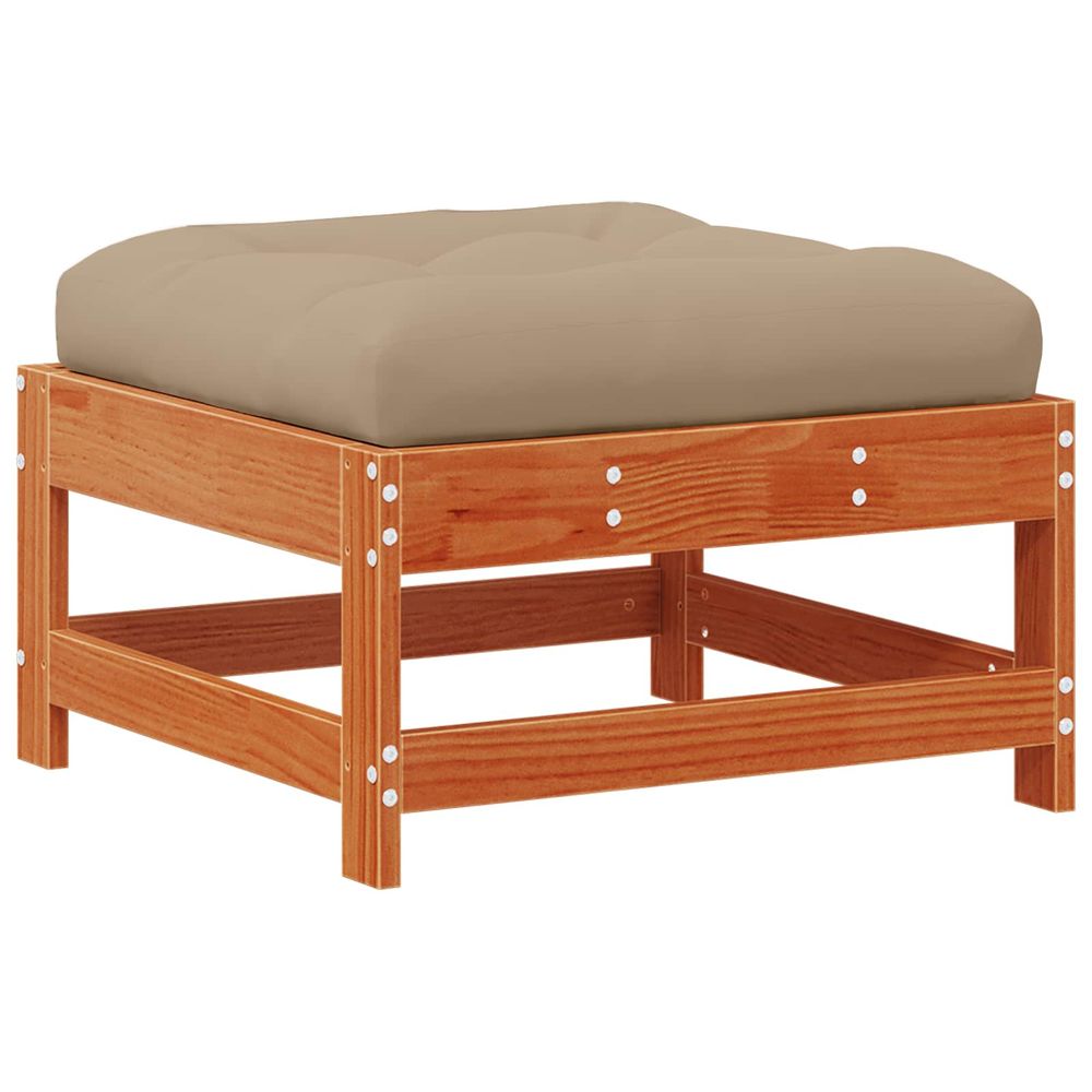 Repose-pieds de jardin avec coussin bois de pin massif