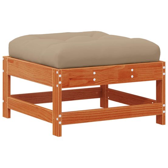 Repose-pieds de jardin avec coussin bois de pin massif