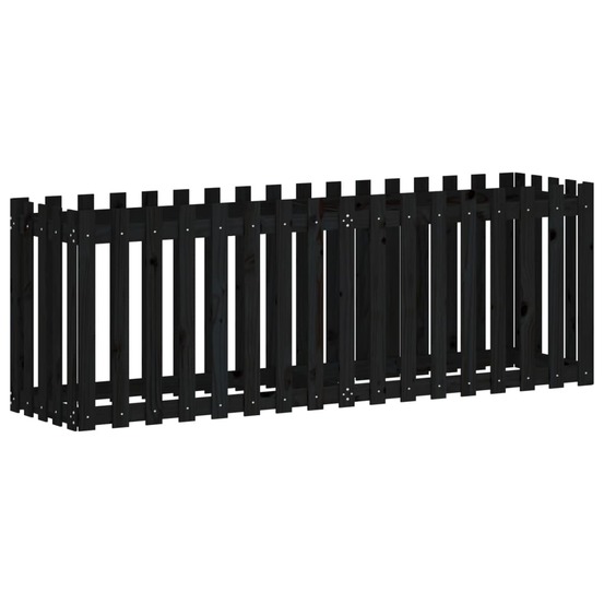 Jardinière bac lit surélevé plantes fleurs terrasse jardin de jardin design de clôture 200 x 50 x 70cm pin massif noir 02_003