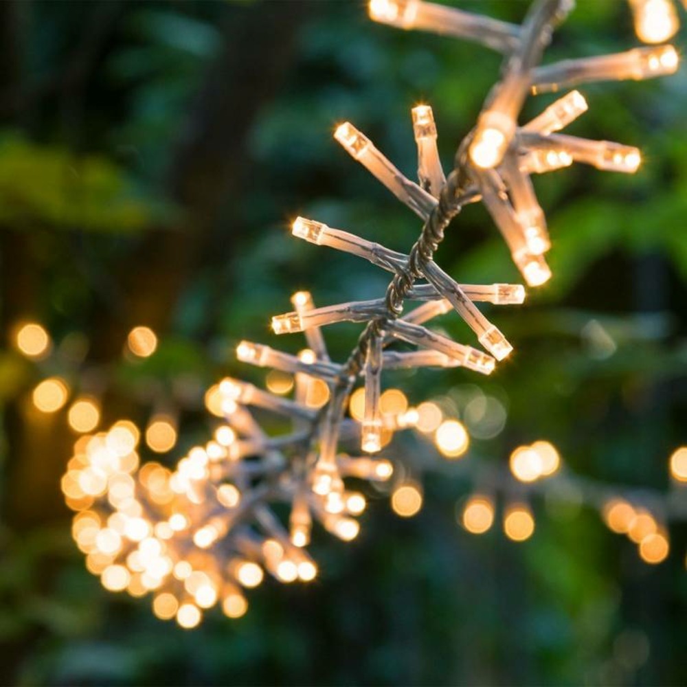 Guirlande lumineuse 30m boa d6cm 1500 led ambré 8 programmes câble transparent lotti