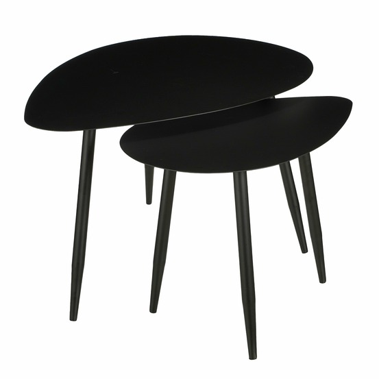 Mica decorations - lot de 2 tables d'appoint en métal noir h47
