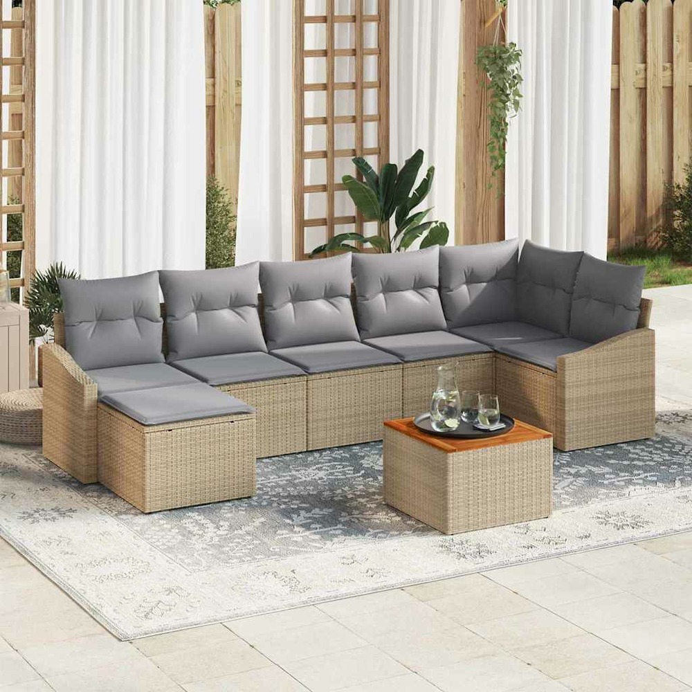 Ensemble de canapé de jardin 8 pcs beige et gris clair