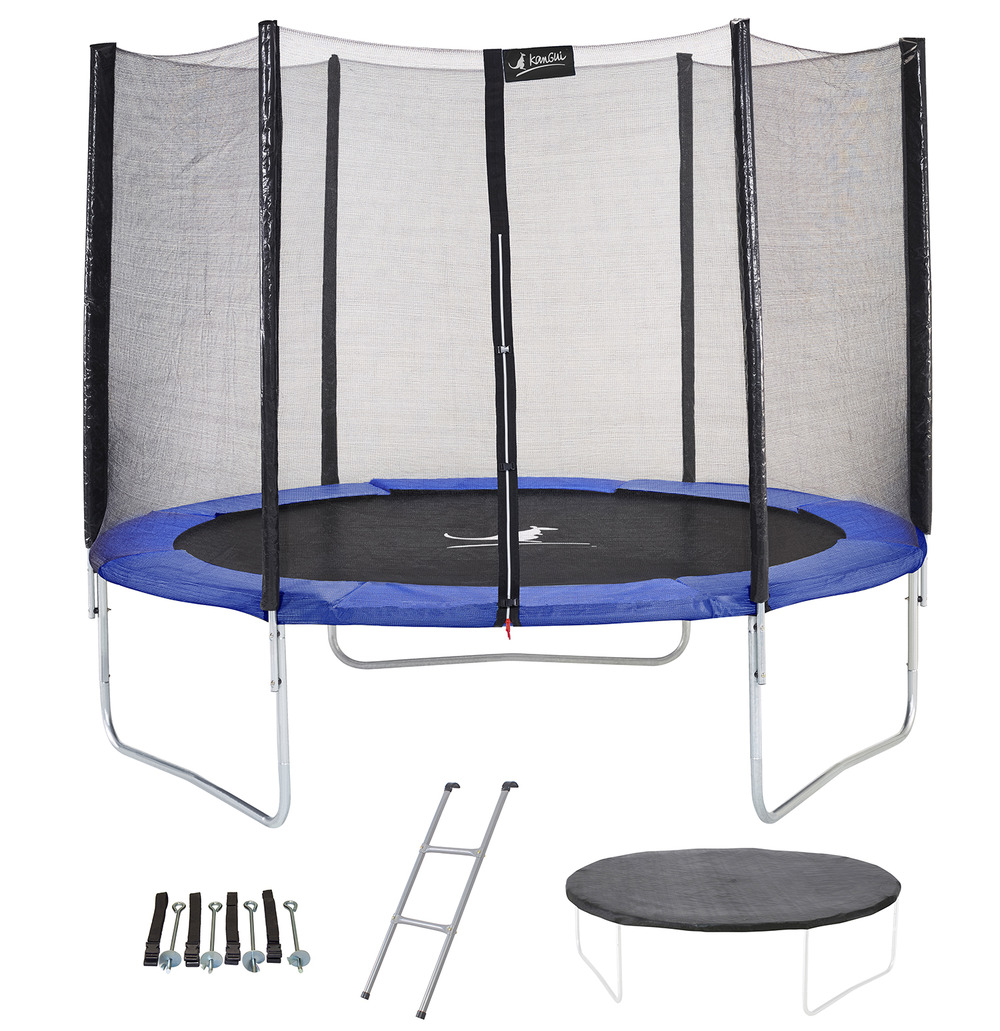 Trampoline rond bleu ø250cm avec filet, échelle ,bâche et kit ancrage