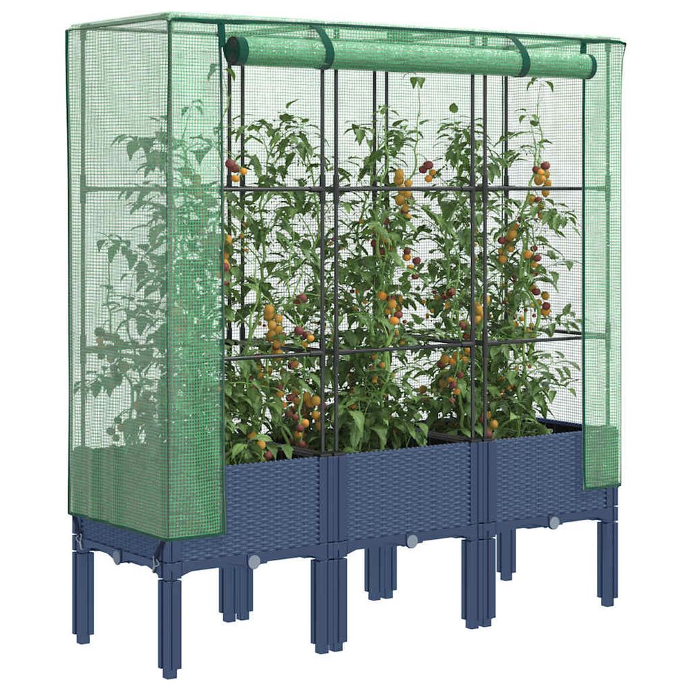 Serre de balcon surélevée grande profondeur avec protection thermique et accès facile gris 120x140 cm