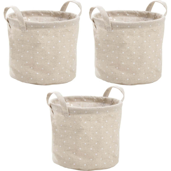 Cache pot jute pois blancs (lot de 3)