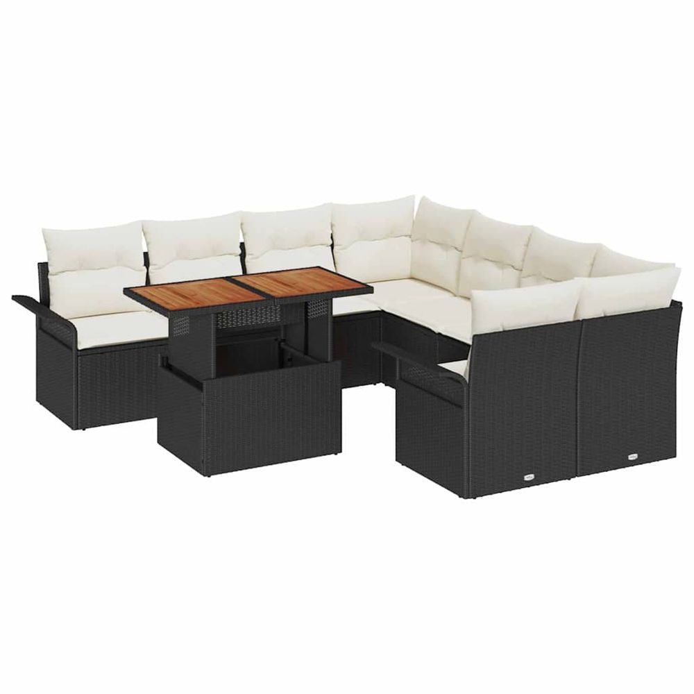Ensemble de canapé de jardin 9 pc noir poly rotin