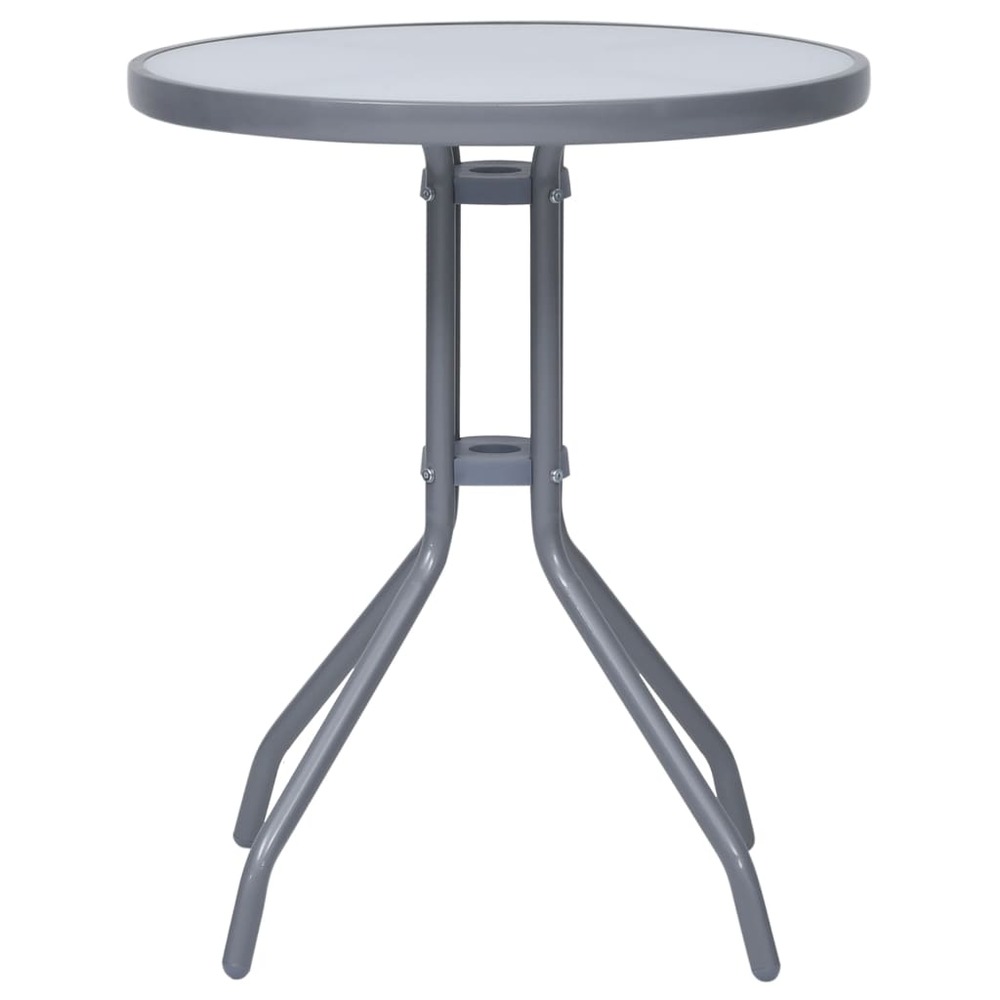 Table de jardin gris clair 60 cm acier et verre