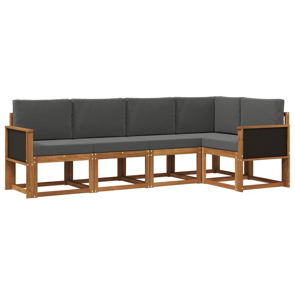 Ensemble de canapés d'extérieur 5 pc naturel et anthracite
