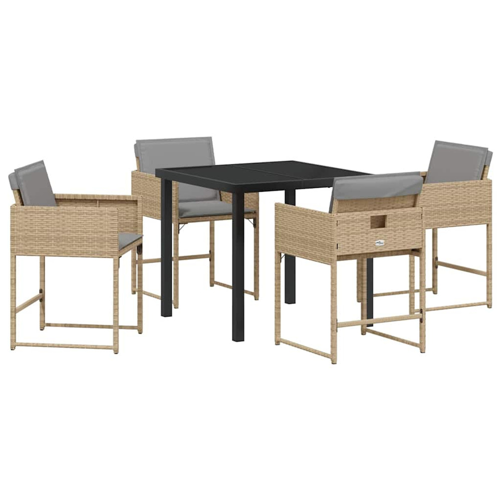 Ensemble de salle à manger pour jardin 5 pcs beige polyrotin